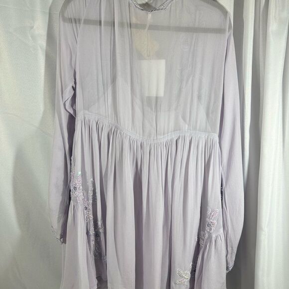 FREE PEOPLE LITA MINI DRESS EMBELLISHED IN PURPLE LARGE NWT - Picture 6 of 12